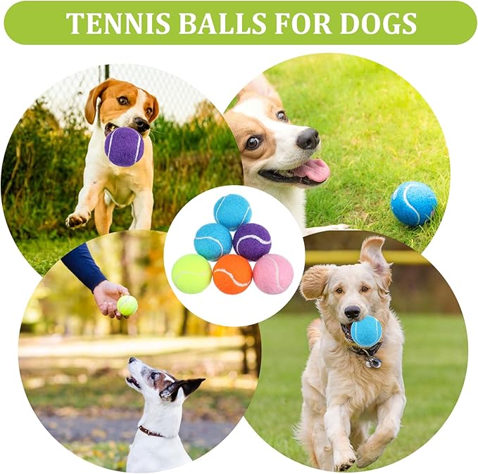 20Pcs Small Tennis Balls for Dogs, 2 Inch Colorful Mini Tennis Balls 5 Colors Pet Puppy Ball for All 2 Inch Dog Ball Launchers