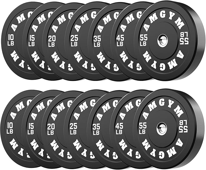 2 Inch Bumper Plates，10-500lbs，Barbell Rubber Olympic Weight Plates Set for Home Gym, Strength Training & Weight Lifting, Multiple Options Colors
