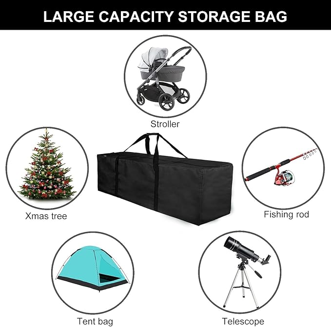 INFANZIA 45 inch Duffel Travel Sports Equipment Bag, Long Luggage Bag with Upgrade Zipper Water Resistant, Extra Large Foldable Storage Bag for Camping, Tent, Tripod, Fishing