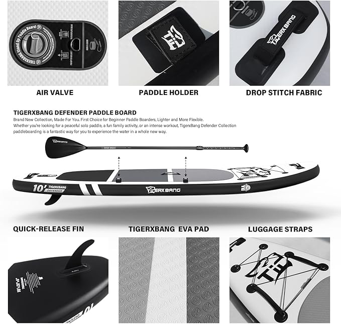 Inflatable Paddle Board with Premium SUP Board Accessories, Allround Paddle Boards for Adults/Kids,Stand Up Paddle Board Defender Collection