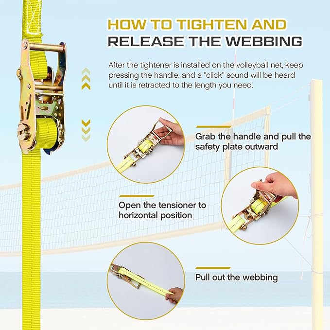 2 Pcs Volleyball Net Ratchet Strap Heavy Duty Net Tensioning Lever Ratchet Volleyball Poles Rope Tightener