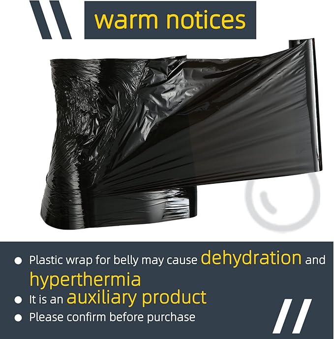 60 Meters Black Osmotic Plastic Body Wrap, Workout and Sweat Enhancer Stomach Wrap Body Wrap Film Applicator Power Wrap(4 Rolls)