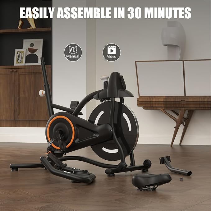Hillhub Exercise Bike, Stationary Bikes for Home with Grip Pulse Sensor and Stepless Resistance Adjustment, Compact Indoor Cycling Bike with Tablet Mount, Compatible with Zwift & Kinomap