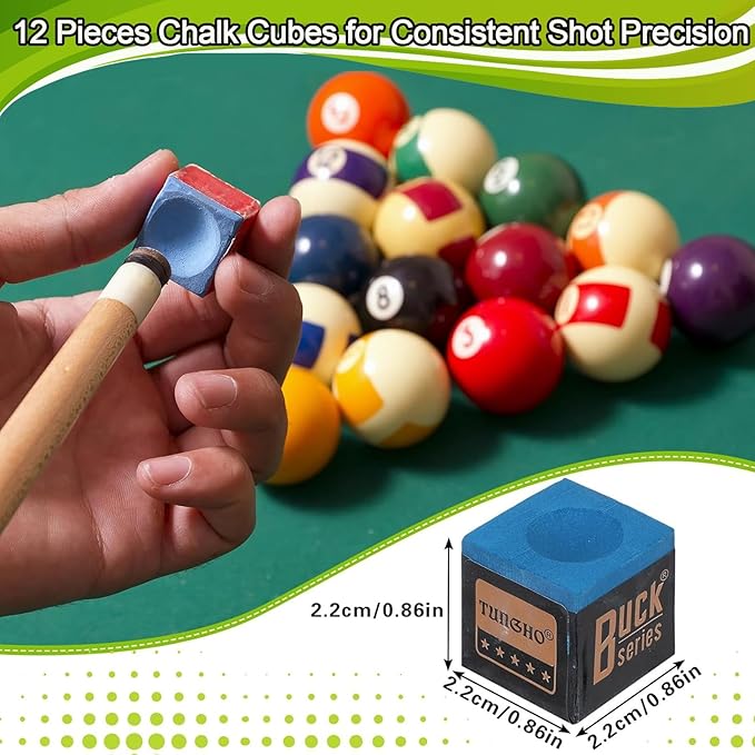 31 Pcs Billiard Accessory Kit Billiard Pool Table Balls with Triangle and Diamond Ball Holder Cue Chalks Pool Table Brush Set