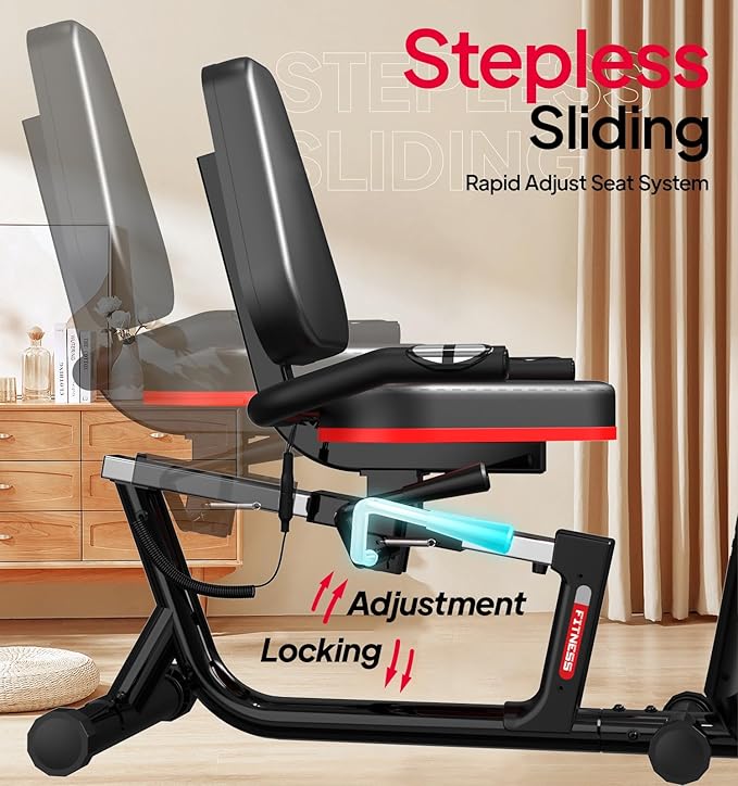 Recumbent Exercise Bike for Home,Recumbent Stationary Bikes for Adults & Seniors,Load Capacity of 400 pounds,Equipped with 16 Adjustable Gears, and Soft Adjustable Seats