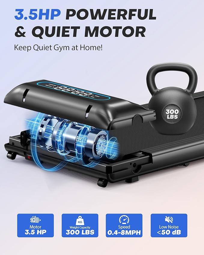 Walking Pad with Incline, 3 in 1 Under Desk Treadmill with Handle Bar Removable Desk Workstation & Device Holder, 3.5HP Foldable Treadmills with 300lbs Capacity for Home Office