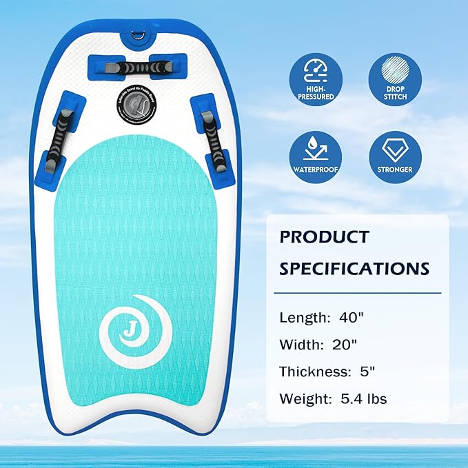 Inflatable Bodyboard Lightweight Portable 40" Body Board for Adults and Kids Surfboards Body Boards for Beach River