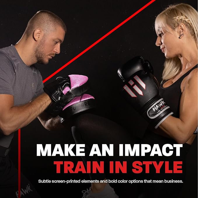 Hawk Sports Punching Mitts for Men, Women, & Kids, Leather Focus Mitts for Martial Arts & Boxing Training, Curved Punch Mitts for Karate, Kickboxing, Krav MAGA, Muay Thai & Taekwondo