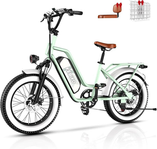 2 Seater Electric Bike, 48V 20AH(𝟗𝟔𝟎𝐖𝐇) Large Removable Battery, 𝟏𝟑𝟎𝟎𝐖 Peak Motor, 20"x 4.0" Fat Tire Ebike for Adults, 80+Miles Max,30+MPH, City Couple E Bike for All Terrain