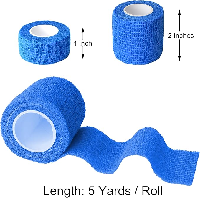 10 Pack Self Adherent Bandage Wrap Elastic Cohesive Bandage Self Adhesive Tape Vet Wrap Tape 2 Size (8Pack 2'' and 2Pack 1''), Blue