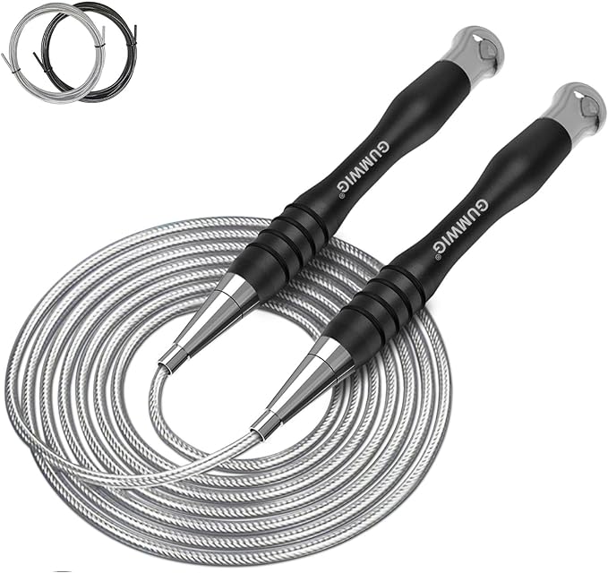 High Speed Jump Rope for Adults Men Women, Double Under Jumping Ropes for Workout Fitness Professional Training Boxing, Weighted Skipping Workout with Tang-free Cable, Stainless Steel Handle with Removable Counterweight Rob