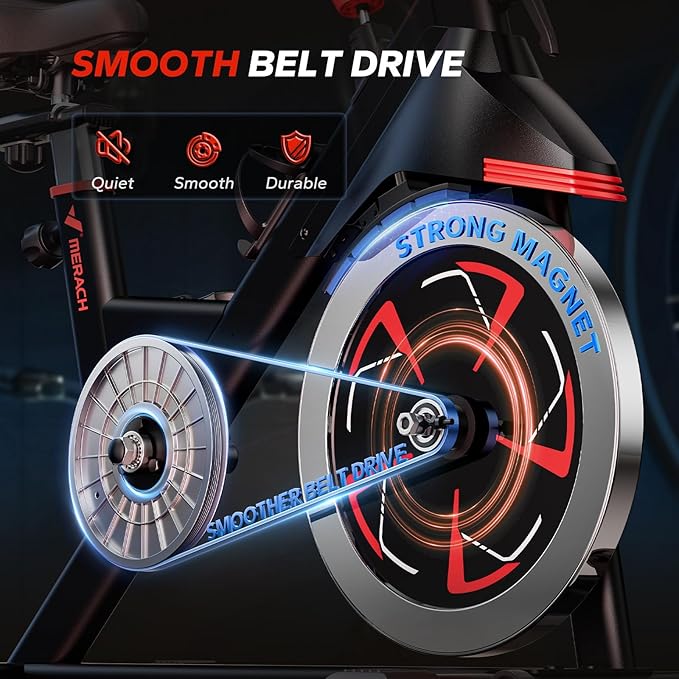 MERACH Magnetic Exercise Bike, Indoor Cycling Bike with Self-Developed App, 350 lbs Weight Capacity & 40 lbs Flywheel, Stationary Bike for Home Gym Fitness