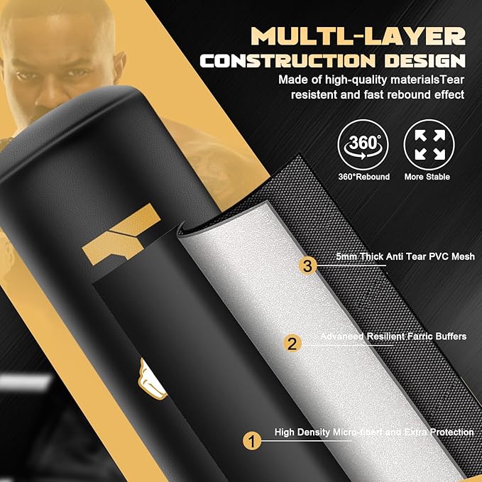 Heavy Boxing Bag with Stand for Adult Teens Kids, Freestanding Inflatable Punching Bag with Gloves, Men Women Stand Kickboxing Boxing Set for Martial Arts MMA Home Gym Exercise Training Equipment