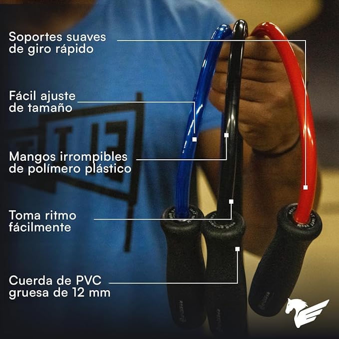 Elite Jumps Muay Thai 2.0 Weighted Jump Rope - Designed for High-Intensity Training, Muay Thai, & MMA Workouts - Heavy 1.3lb PVC Jump Ropes for Fitness