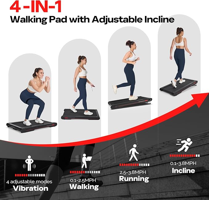 Sperax Walking Vibration Pad with APP, 3 in 1 Under Desk Treadmill, 2.5HP Low Noise Walking Treadmill Pad with Remote Control,Portable Treadmills for Home Office