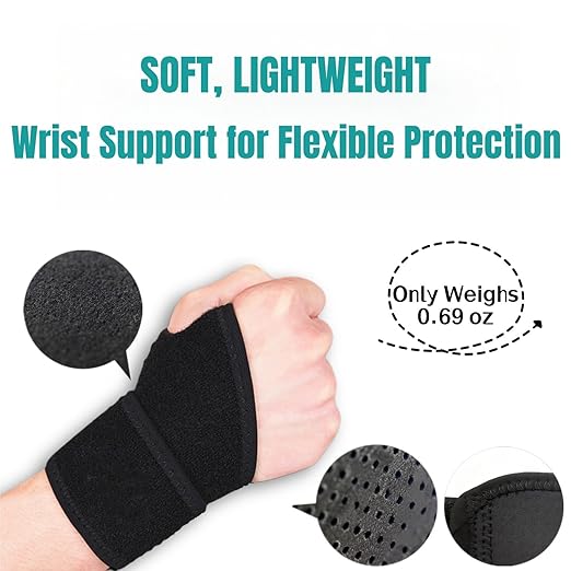 2 Pack Wrist Braces - Wrist Wraps for Carpal Tunnel, Arthritis, and Tendinitis Pain Relief - Fits Both Right and Left Hands - Compression and Support for Fitness Enthusiasts
