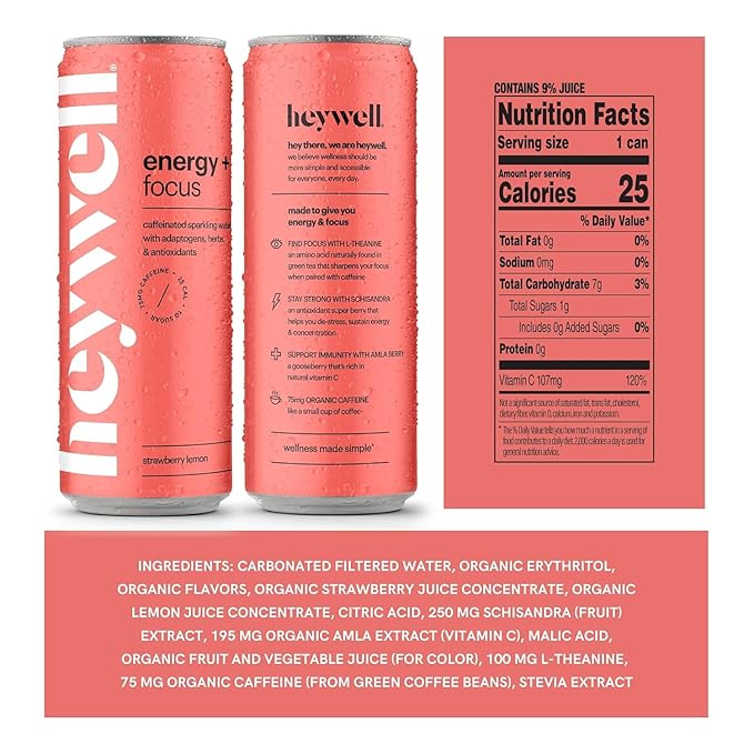 Heywell Sparkling Adaptogenic, Trial Pack, 12 Fluid Ounce (Pack of 6) - Organic, Non GMO, Vegan, Gluten Free, Dairy Free