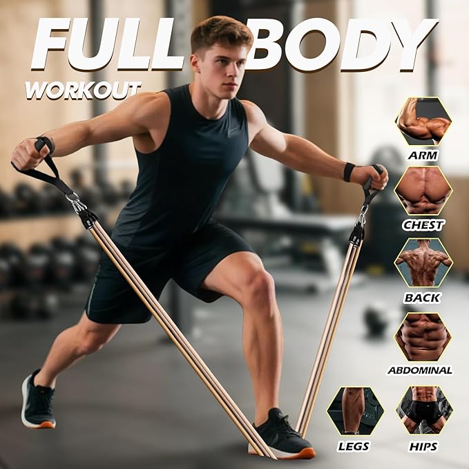 WHATAFIT Resistance Bands, Exercise Bands，Resistance Bands for Working Out, Work Out Bands with Handles for Men and Women Fitness, Strength Training Home Gym Equipment