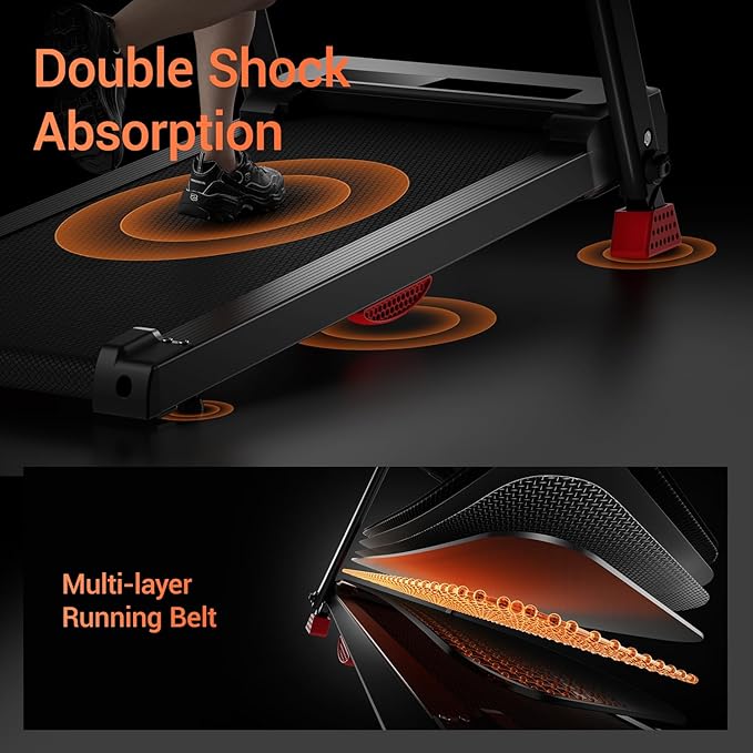 Treadmills for Home, 15% Incline Treadmill, Folding Treadmill Filpped Screen and Heart Rate Sensor, 3.0HP Quiet Brushless Dual Cushion System, 300lbs Weight Capacity