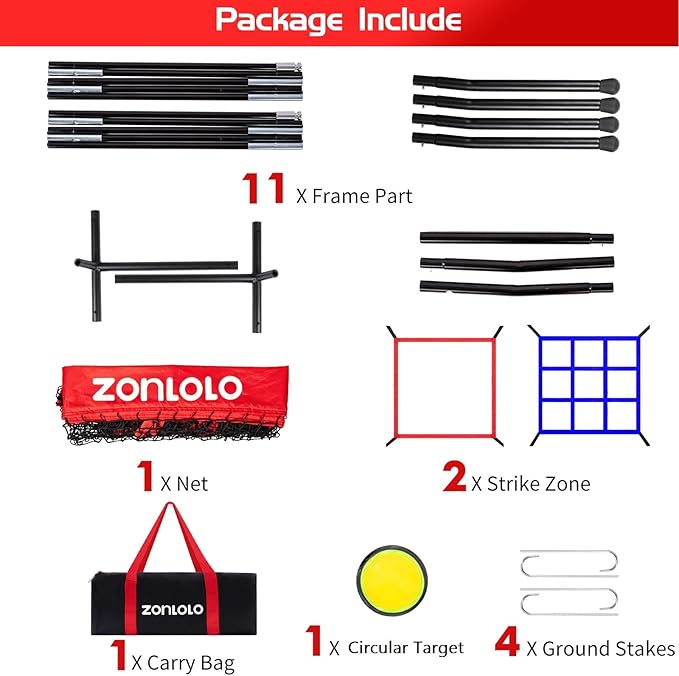6 x 6 FT Baseball Net with 3 Diffferent Targets, Portable Practice Net for Batting，Hitting，Pitching and Throwing,Compact Package with Small Carrying Bag，Great for Kids