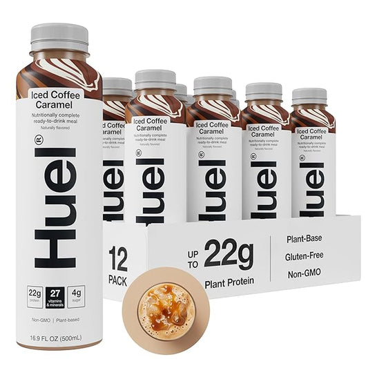 Huel Ready-to-Drink | Iced Coffee Caramel Meal Replacement Shake | High Protein Drink | Nutritionally Complete, Low Sugar, Plant Based, Vegan, Healthy | 20g Protein Per Bottle, 16.9 Fl Oz, 12 Pack