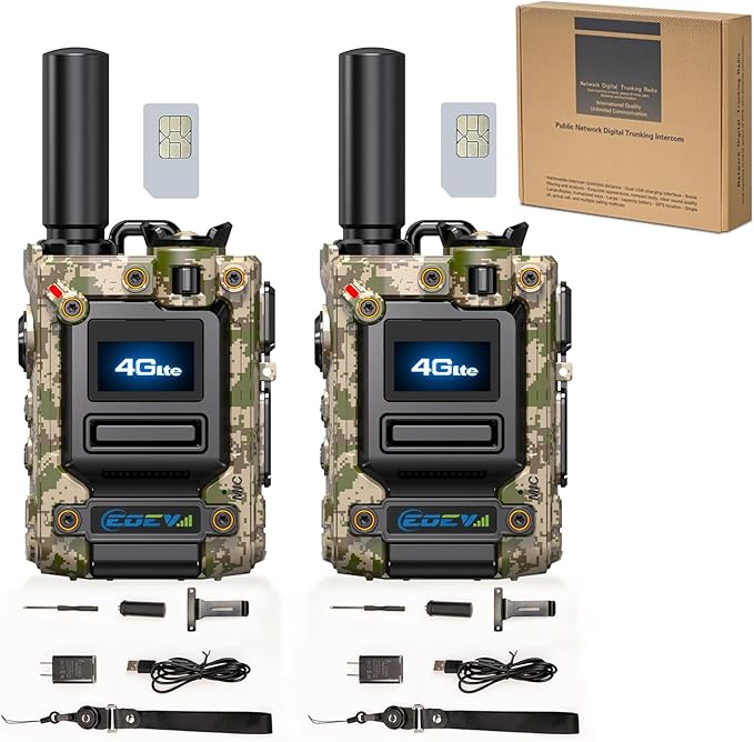 2Pcs 4G Camo Walkie Talkie for Adults,Long Range 4G 1000 Mile Rechargeable Two-Way Radios 3-Day Battery Runtime Ideal for Hiking,Camping,Work,and Emergency Use Portable Two-Way Outdoor Radio(SIM Card)