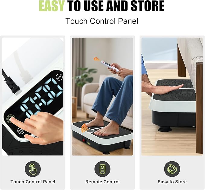 Homesy Vibration Plate Exercise Machine, Vibrating Plate for Lymphatic Drainage, Full Body Shaking Workout Fitness Platform Board, Sport Gym Equipment for Weight Loss Fat Burner for Women Men