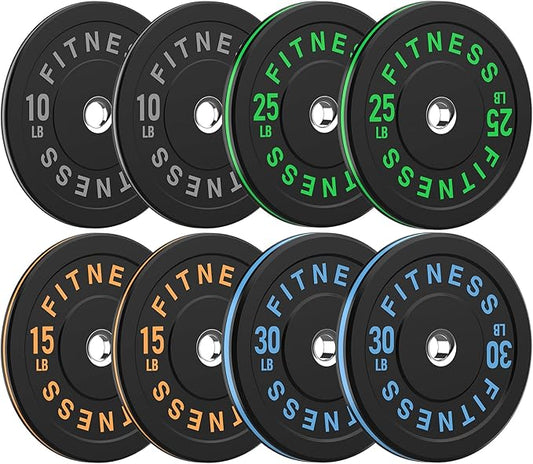 2 Inch Bumper Plates，10-500lbs，Barbell Rubber Olympic Weight Plates Set for Home Gym, Strength Training & Weight Lifting, Multiple Options Colors
