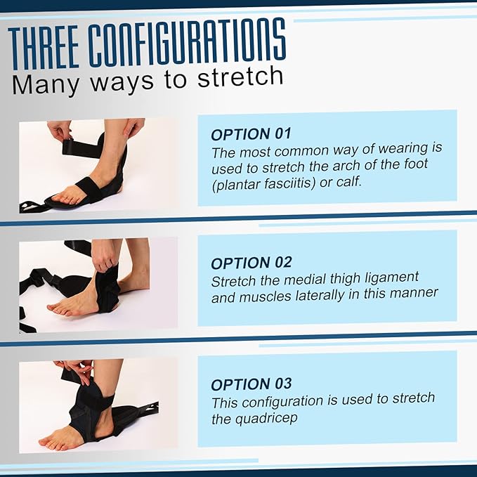 Foot and Calf Stretcher for Plantar Fasciitis, Achilles Tendonitis, Heel Spurs, Drop Foot. Yoga Stretching Strap for Leg, Thigh and Hamstring (Black)