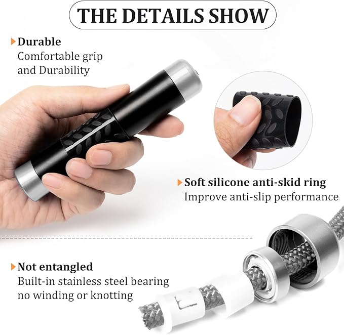 1LB Weighted Jump Ropes for fitness Women Men, Tangle-Free Ball Bearing Rapid Speed Skipping Jump Rope with Adjustable 9mm Cotton & PVC Cord, Aluminum Handles for MMA, Boxing, CrossFit, Weight-loss Workouts