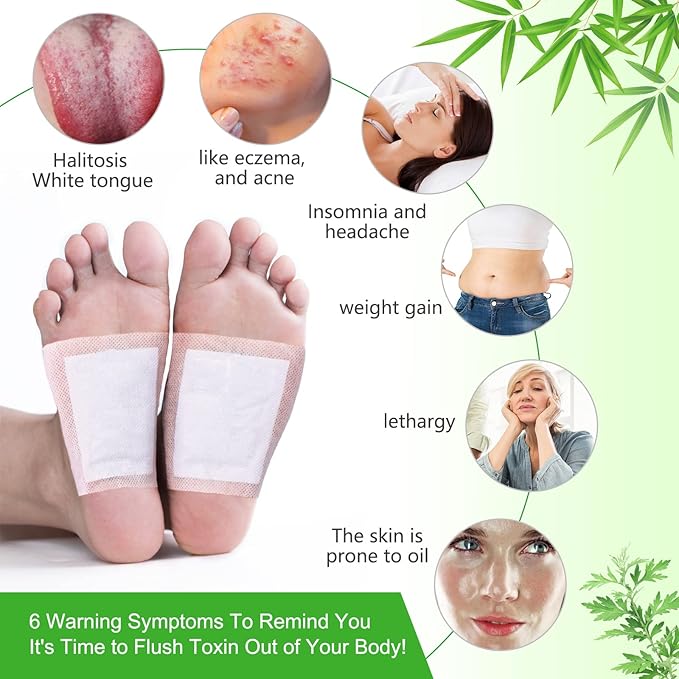 2 in 1 30PCS Foot Pads, Natural Bamboo Vinegar Ginger Powder Foot Pads