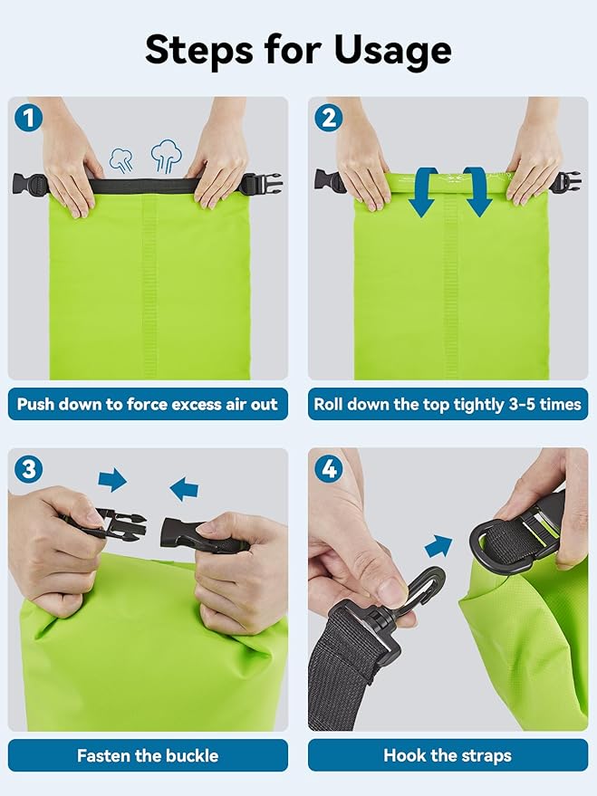 HEETA Waterproof Dry Bag for Women Men(Upgraded Version) 5L/10L/20L/30L/40L Roll Top Lightweight Dry Storage Bag Backpack with Emergency Whistle for Travel, Swimming, Boating, Kayaking, Camping, Beach