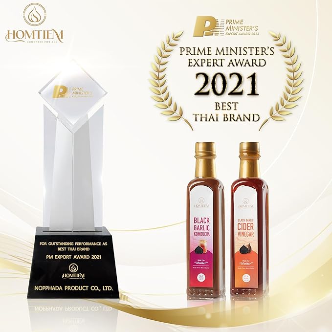 Homtiem Black Garlic Cider Vinegar – Naturally Fermented Vinegar Made with Black Garlic and Cider Vinegar, Gluten Free, Rich in Health Benefits, Ideal for Salad Dressings, Sauces, Drinks, and Healthy Recipes (350ml, Pack of 2)