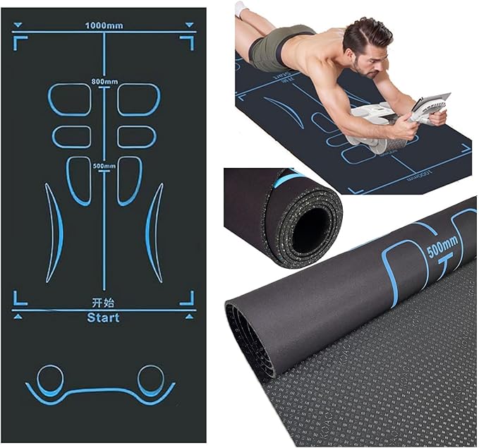 Non-Slip Workout Mat for Ab Roller Wheel, Exercise Mat with Storage Bag, 7mm Extra Thick Exercise Equipment Yoga Floor Mats Home & Gym Sound Insulation Protection Pads