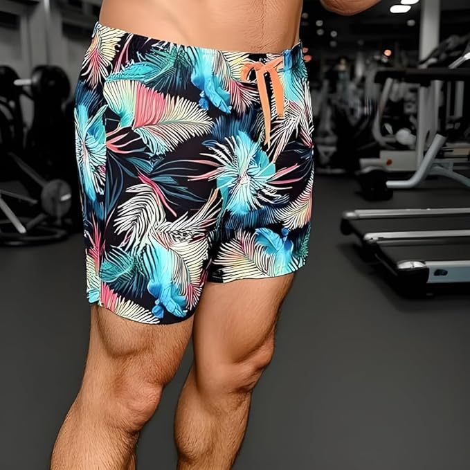 INGEAR Men's Athletic Stretch Workout Shorts Gym Quick Dry Running Trunks Boxer Lining
