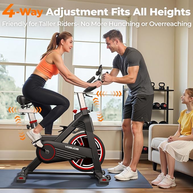 YOSUDA PRO Magnetic Exercise Bike 350 lbs Weight Capacity - Indoor Cycling Bike Stationary with Comfortable Seat Cushion, Silent Belt Drive