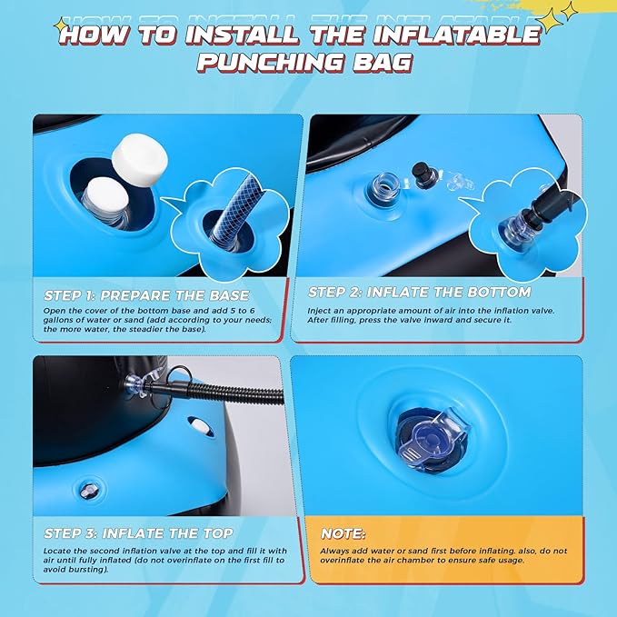 67'' Inflatable Punching Bag Freestanding for Kids Aged 3-12 – Heavy Duty Boxing Set for Karate & Taekwondo, Stable Boxing Bag Active Kids Toy, Christmas Birthday Gift for Boys and Girls