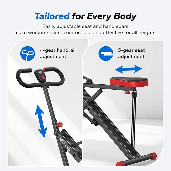 Squat Machine, MERACH R07 2 in 1 Squat Rowing Machine, Easy Setup & Foldable Exercise Equipment, Glute Trainer Machine, Glutes & Leg Home Workout Machine