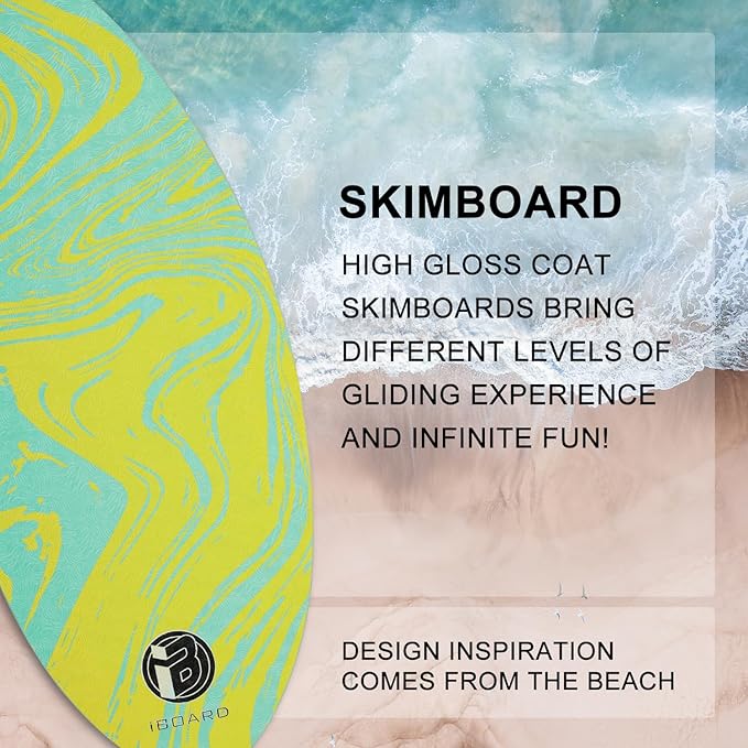 41” Skipper Skimboard with High Gloss Coat Wooden Skim Boards for Beginners, Teenagers and Adults Beach Skimboard 3 Color Traction Pad to Choose