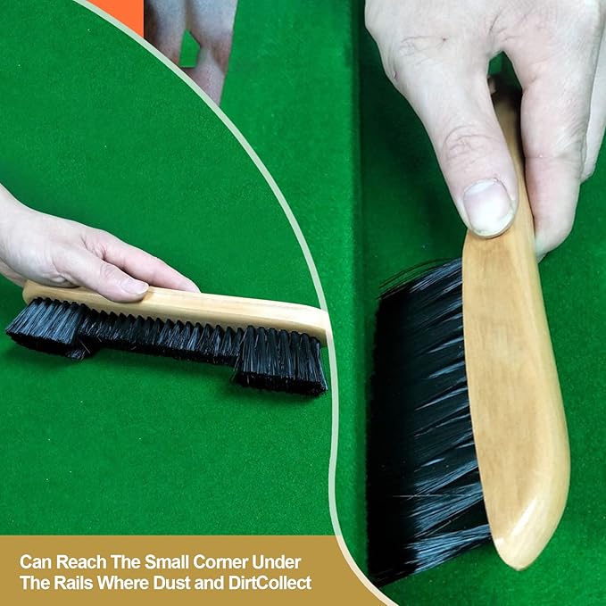4 Set Billiards Pool Table and Rail Brush Including 12 Pieces Pool Cue Chalk Cubes and 6 Slip-on Pool Cue Tip Replacements Snooker Table Wooden Cleaning Brush Kit Accessories