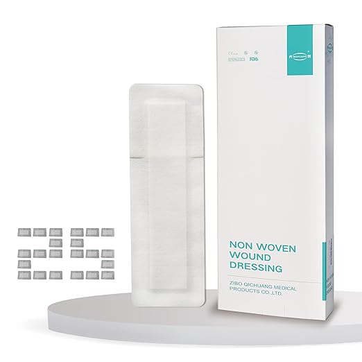4X14 Inches Extra Large Sterile Adhesive Island Wound Dressing Bandages - Non Woven Bordered Gauze Pads, 25 Individually Pack,Medical Grade by QICHUANG(4X14INCHES-C25)