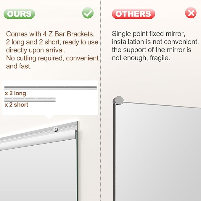 Hasipu Home Gym Mirror 95" L x 39" W - 1PC Large Full Body Mirror for Yoga, Wall-Mounted Mirrors for Fitness, Garage, Dance Studio, 0.16in Tempered Glass Frameless