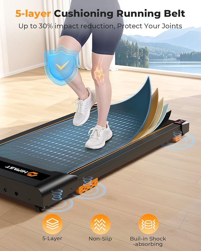 Walking Pad, 2.5HP Under Desk Treadmill for Home Office, 300 Lbs Capacity Portable Treadmills with Remote Control & LED Display, 2 in 1 Running Pad for Walking Jogging and Running