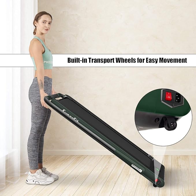 GYMAX Walking Pad, 2 in 1 Free Installation Under Desk Treadmill with Smart App, Remote Control & LED Display, 2.25HP Foldable Portable Compact Running Machine for Small Spaces Home Office