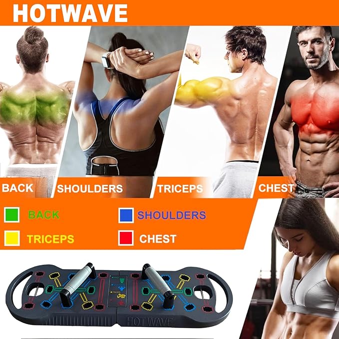 HOTWAVE Portable Exercise Equipment with 16 Gym Accessories.20 in 1 Push Up Board Fitness,Resistance Bands with Ab Roller Wheel,Full Body Workout at Home