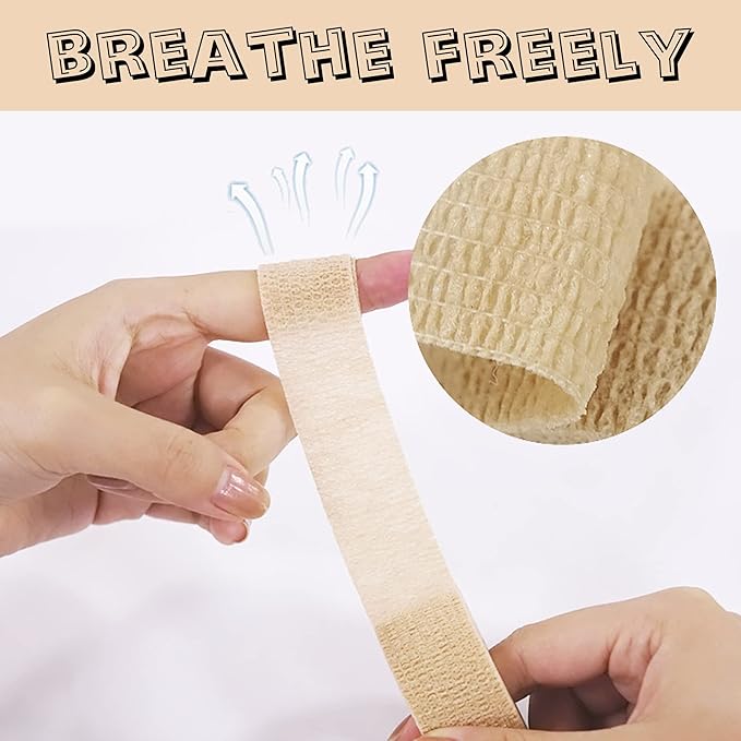 8 Pack 1 x 5 Yards Cohesive Wrap Self Adhesive Bandage Elastic Self Adherent Vet Tape for Athletic, Wrist, Ankle, Knees, Pets (Pink)