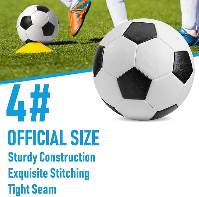 6 Pcs Deflated Soccer Ball Bulk with Pump Size 5/4/3 Sport Soccer Ball Training Ball for Adult Soccer for Game Match Birthday Party Gift