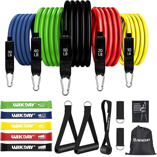 Exercise Resistance Bands with Handles for Working Out, 150/200/250/300 lbs Workout Bands Set with Door Anchor for Physical Therapy, Yoga, Pilates