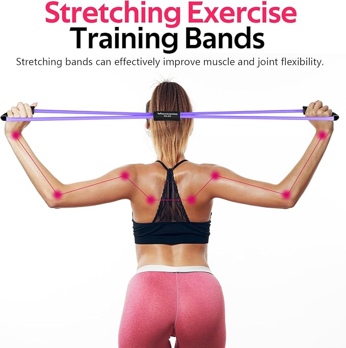 Figure 8 Fitness Resistance Bands with Handles - Exercise Tube Band Set of 3 for Arm and Shoulder Stretch, Rope 8 Word Elastic for Women and Men