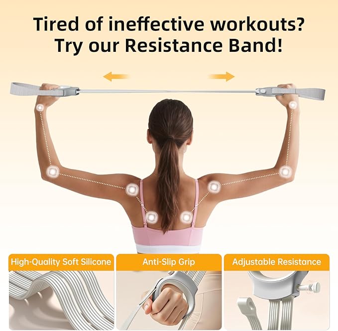 Figure 8 Fitness Resistance Bands with Handles, 20-60lb Adjustable Elastic Excercise Band, Non-Slip Fabric Silicone Bands for Strength Stretch Flexibility Training Arms Back Shoulder Chest Legs